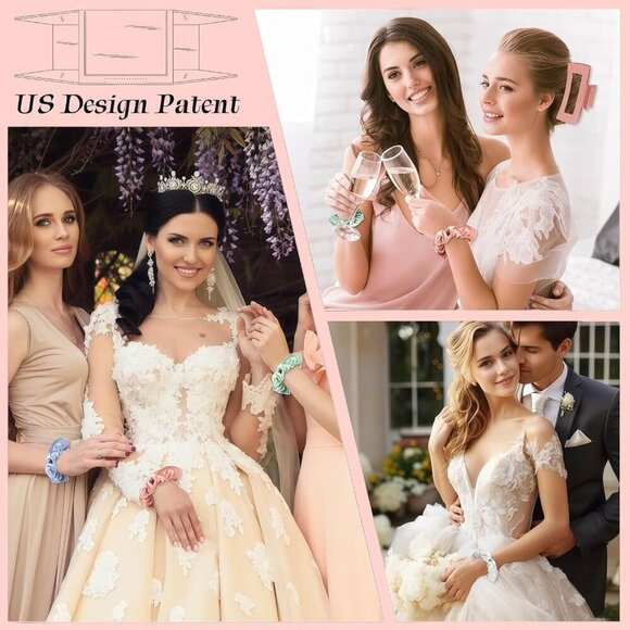 Bridesmaid Gift Set Satin Hair Ties Claw Clips Bridal Shower Wedding Accessories main image 4